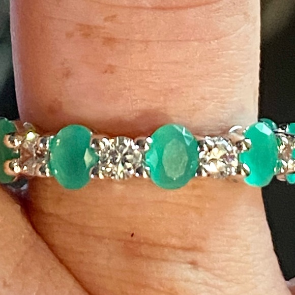 ❌❌❌SOLD❌❌❌NWOT 4.32 CTW BEAUTIFUL GREEN EMERALD AND NATURAL WHITE SAPPHIRE RING - Picture 13 of 16